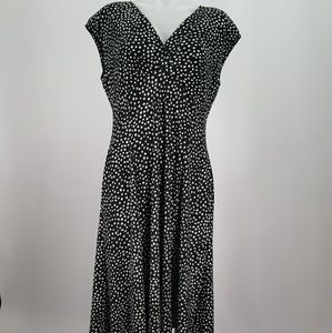 CHAPS V Neck Polka Dot Midi Dress